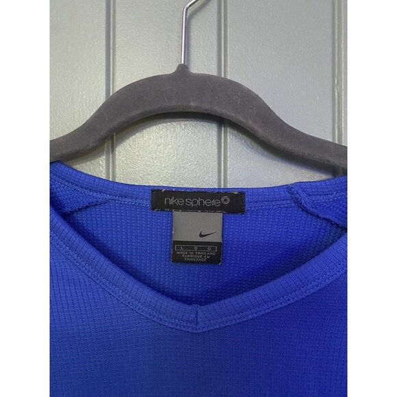 VTG NIKE SPHERE Pullover Shirt Men Large Blue Stretch Short Sleeve Active - Picture 3 of 9